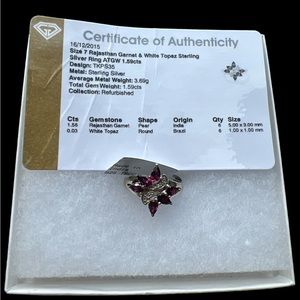 Rajasthan garnet & white topaz sterling silver ring